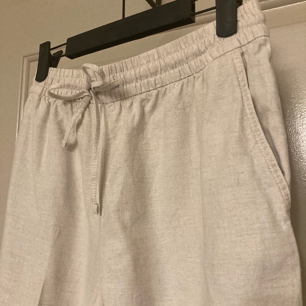 H&M linen blend tan slacks, size small - Picture 2 of 6